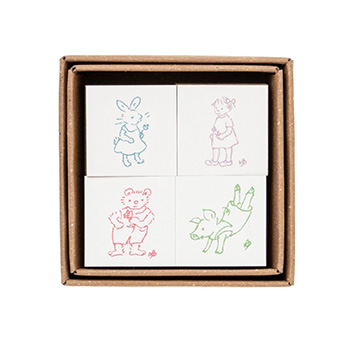 『山脇百合子の仕事部屋』展 木製スタンプ4個セット