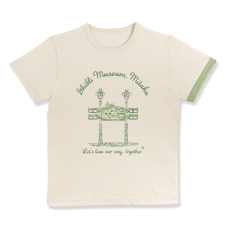 Tシャツ　館内看板 Tシャツ ライトグレー LLサイズ 「三鷹の森ジブリ美術館」 限定グッズ ジブリ美術館オリジナル Tシャツ 正門看板｜三鷹の森ジブリ